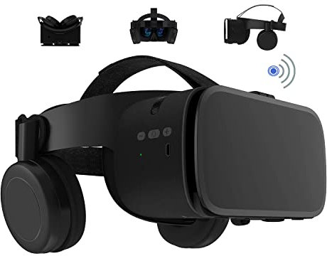 Virtual Reality VR Headset with Wireless Remote Bluetooth, 3D VR Glasses for Movies & Video Games IMAX, Compatible for Android iOS iPhone 16 15 14 13...8 6 etc Samsung 4.7-6.2 Cellphone (Black)