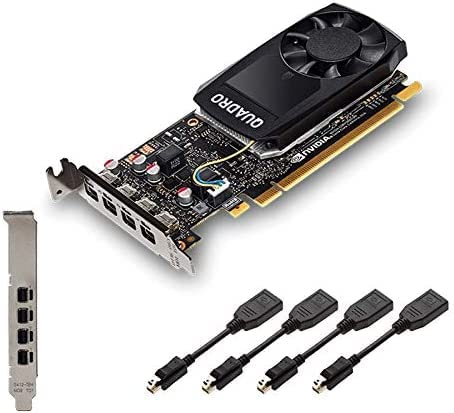 Dell Nvidia Quadro P1000 4GB GDDR5, 640 Cuda Cores, 4x Mini DisplayPort Low & High Profile PCIe Express Professional Graphic Card – Black – Includes 4 Display cables (Renewed)