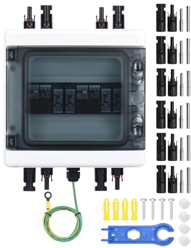 DIHOOL DC überspannungsschutz PV Anlage 2 Strings Solar Anschlusskasten für 2 * 600W Solarmodule Balkonkraftwerk, 40A 1000V DC Trennschalter