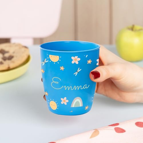 Wanapix | Vaso de Plástico Personalizado para Niños | Vuelta al Colegio/Guardería | Vaso Infantil con Nombre | Plástico Irrompible sin BPA | 300 ml | Sol