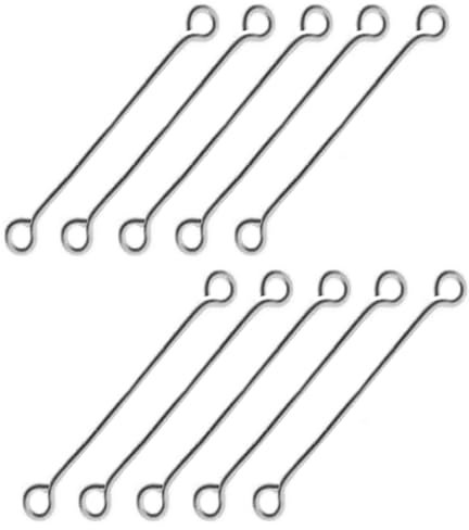 My-Bead 10 Stück Ösenstifte 70mm 925 Sterling Silber mit zwei Ösen Kettelstifte Eye Pins Juweliers- Qualität DIY