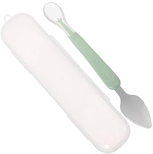 BESTonZON Babynahrung Schablöffel Obst Dessertlöffel Grün Doppelköpfig Leicht Zu Reinigen