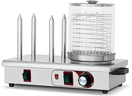 Máquina De Rodillo para Perritos Calientes, Máquina para Perritos Calientes con Parrilla De Salchichas De Acero Inoxidable, con Varilla Calefactora De Aluminio Y Mango Anti-Escaldaduras, Máquina Cale