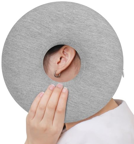 Kssvzz Piercing Kissen mit Loch, Für Ohr gegen Ohrenschmerzen, Weiches Ohrkissen, Donut Kissen für Seitenschläfer zur Schmerzlinderung im Ohr(Grau)