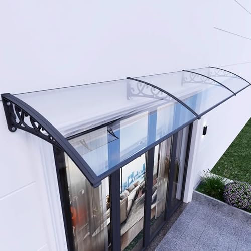 ABWGLRN Transparente Türvordach-Markise, Fenster-Regenschutz, Veranda-Markisenschutz, Dachvordächer, Markisenfenster, UV-Regen- und Schneeschutz, für Außenterrasse, mit Aluminiumhalterung (80 x 210