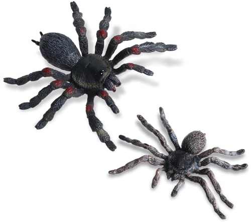 JIEYAO Realistische Spinnenfiguren, 2 Stück Spinnen Halloween Dekorationen Giant Whiteknee Tarantul Lebensechte Riesenspinnen Action Modell Streich für Grusel Thema Haus Garten Deko