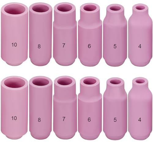 EATBALE WP-26 WIG Schweißzubehör, WIG Aluminiumoxid Düsen Keramik Abschirmbecher für DB PTA SR WP 17 18 26 WIG-Schweißbrenner (#4#5#6#7#8#10 12 Stück)
