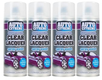 DIOXSTAR Clear Lacquer Spray Paint, Gloss Finish, Quick Drying, Non-Crack Paint, Suitable for Metal, Glass, Wood, Indoor and Outdoor Use, Easy to Use, 400ml (4 PCS)
