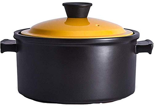 CRBUDY Cazuela de Barro Olla de Barro Cazuela de cerámica Cazuela de cerámica La Quema en seco no se agrieta, es Segura y Tiene Capacidad nutricional y de salud6L_Amarillo (Capacidad amarilla4.5L)