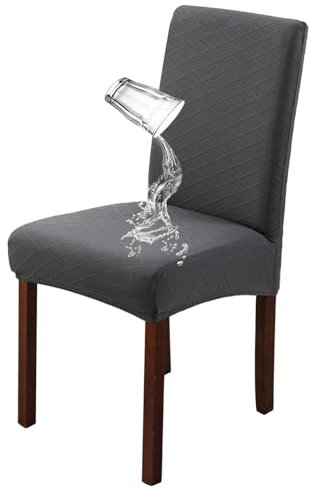 Samtige Stretchhussen für Esszimmerstühle, luxuriös, weicher Plüschstoff, elastischer Saum für einfache Passform, maschinenwaschbar, ideal für Zuhause, Restaurant, Hochzeit, 6 Stück, Grau
