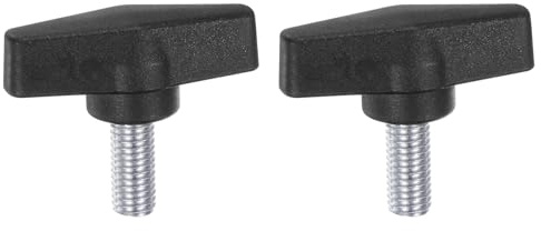 QUARKZMAN 2Pcs Boutons à Ailettes Tee M10 x 20mm Tête en T de 55mm Noir | Tige Filetée Mâle Métrique Poignées de Bouton en Élastique Vis à Pouce de Serrage à la Main