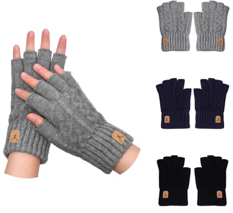3 Pares De Guantes Sin Dedos, Guantes Cálidos, Guantes Simples, Guantes Tejidos A La Moda, Guantes De Ciclismo, Guantes Portátiles