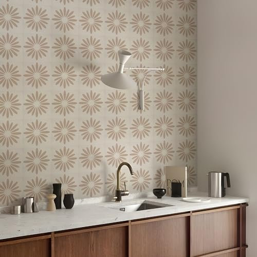 Piastrelle Adesive Cucina E Bagno Beige Impermeabile Pannelli Decorativi Per Pareti Piastrelle mattonelle adesive PVC paraschizzi cucina adesivo Facile da Applicare 30 Pezzi(20x20cm)