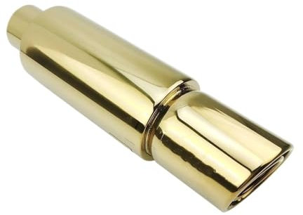 SHGUOMSC Abgasreduzierer Universal Edelstahl Auto Moto Auspuffanlagen Schalldämpfer Endrohr Doppelendrohr Sound Sportwagen 51 57 63MM Auspuffendrohr(GOLDEN 51MM)