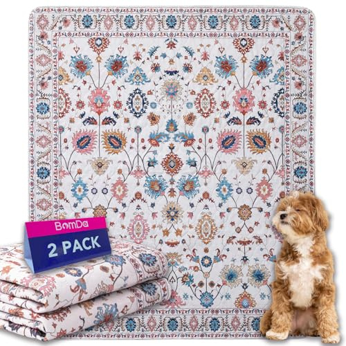 Tapis Éducateur pour Chien Lavable Réutilisable, Lot de 2 Tapis Propreté Ultra Absorbants pour Animaux, Lavable, Antidérapant, Convient aux Chiens, Chats, Lapins (Pattern 3, 91.5x104cm)