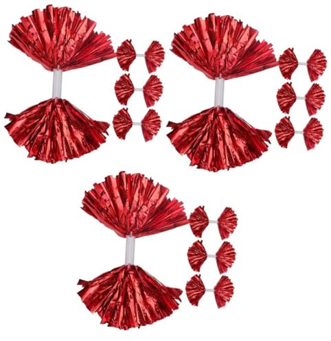 Toddmomy 3 Sätze Cheerleader-blumenball Cheerleader-Party Poms Poms Jubeln Jubel Pom Jubelnder Bommel Pompons Cheerleader-pom Tanzen Poms Cheerleader-Requisite Das Haustier Rot 4 Stück * 3