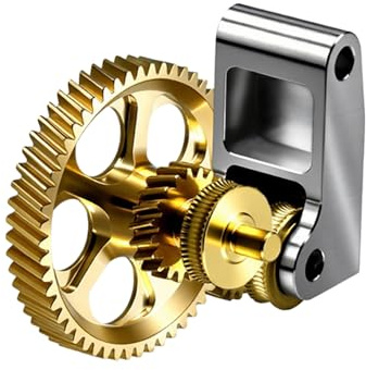 Extruder gear for Bambu X1C P1P P1S 3D printer, gold appearance nano coating extruder gear, metal shell, hardened steel plated DLC gear can extrude carbon fiber material