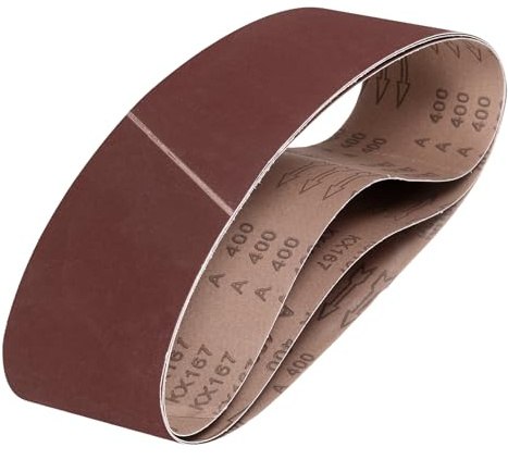 QUARKZMAN 100mm x 915mm Nastri Abrasivi, 3Pz 400 Grana Carta Vetrata per Levigatrice Ossido di Allumina Per Lavorazione Legno, Lucidatura Metalli, Affilatura Coltelli