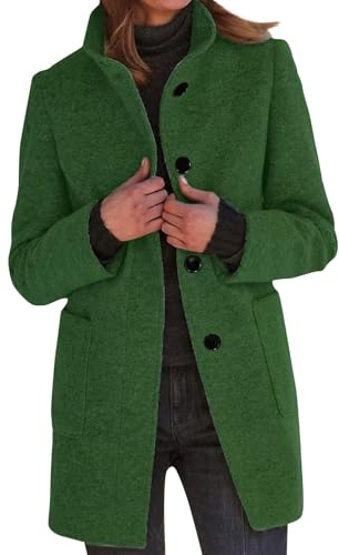 Veste en Laine Femme Coupe Long Manteau d'hiver Vetement Bouillie Monteau Vetement Chic Blouson Redingote Automne Fourrure Coat Manteau Femme Hiver Vert foncé L