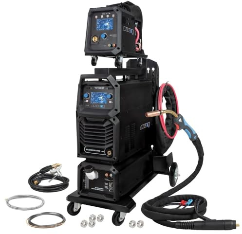 SPARTUS EasyMIG 500 DP LCD – Professionelles MIG/MAG Inverter-Schweißgerät IGBT mit Dual Pulse Synergie, Kühler, 4-Rollen-Drahtvorschub für Schweißen von Aluminium Stahl Edelstahl bis 500A 400V