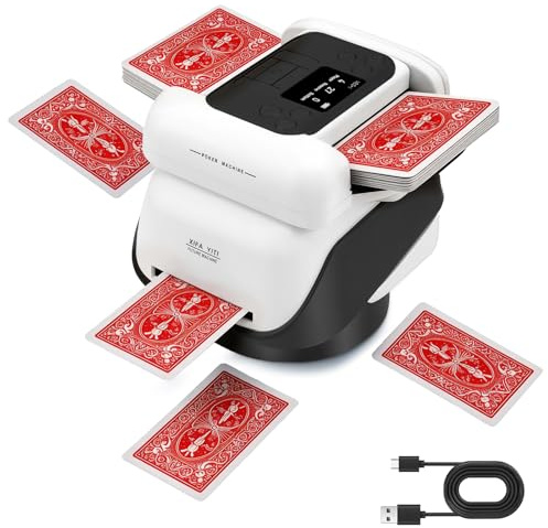 Trsaow Shuffler automatico di carte e distributore di carte con telecomando 5000mAh batteria ricaricabile 2-in-1 Shuffler di carte da poker per 2-8 giocatori Rullo di dadi incorporato 5 modalità di