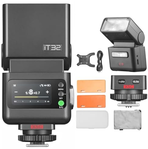 Godox iT32 TTL Camera Flash with X5C Wireless Flash Trigger, 2.4GHz HSS 1/8000s GN18, LCD Touchscreen, LED Modeling Light Compatible with Canon Cameras
