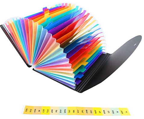 Haofy Dossier Extensible étanche à 24 Pochettes avec étiquette D'index de Couverture pour L'organisation du Bureau et de L'école, Matériau PP, env. 24x33x3cm