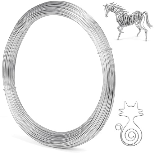 vsshe Alambre De Aluminio 1mm X 40 M, Alambre Manualidades Artesanal De Aluminio, Alambre para bisutería y Manualidades, Alambre Artesanal de Metal Para Joyeria DIY Hacer Joyas Plateado