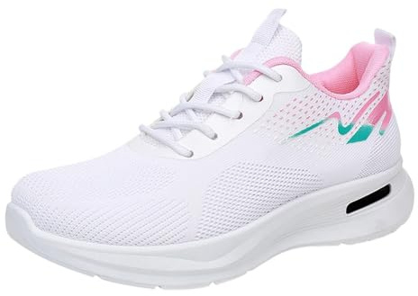 Ortopedisk sko dam, bekväma lediga sportskor skor snörning sneakers fotavlastning skor med valvstöd plantar sko halkfria sneakers andningsbara skor, vit, 41 EU