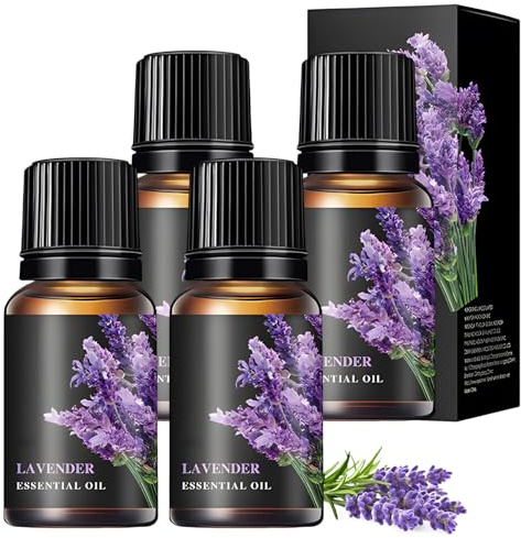 4 Pcs Lavendelöl Ätherisches Öl Lavendel Öl Duftöl Lavendel Bio Lavendelöl Lavender Essential Oil Lavender Oil fur Diffuser, Aromatherapie, Hautpflege, Bäder, Duftkerze, DIY Seife, Roll On 10ml/Pcs