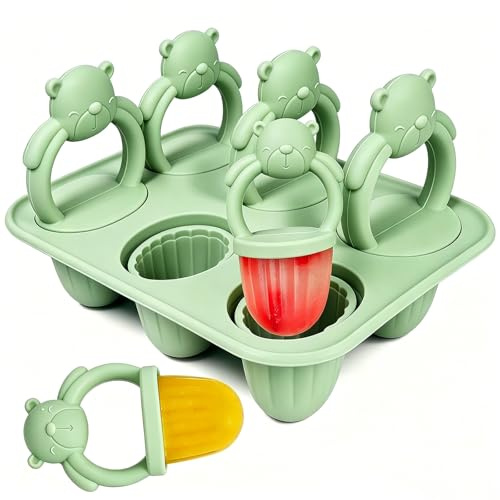 Silikon Eisformen für Baby, 6 X 17ML Eisformen Eis Am Stiel mit Stiel | BPA Frei, Lebensmittelecht, Mini Kinder Eisförmchen mit 6 Beißring Stiel, Leicht zu Reinigen, für Muttermilch-Eis und Joghurt