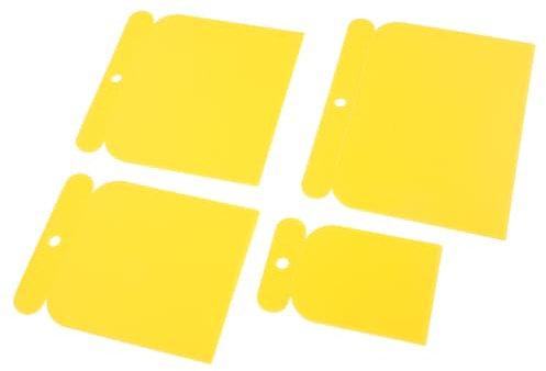 Set di 4 Raschietti per Stucco Plastico, 4 Larghezze, Giallo | Lama Ispessita Bordi Dritti, Impugnatura Curva, Finitura Liscia senza Bave