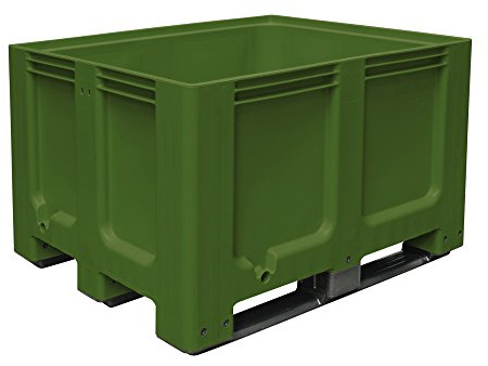 BRB Palettenbox mit 3 Kufen, LxBxH 1200x1000x760 mm, geschlossen, PE-HD, lebensmittelecht (grün)