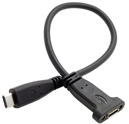 chenyang USB C Verlängerungskabel USB 3.1 Gen2 10Gbit/s Stecker auf Buchse Schnelllade Datenübertragungs Verlängerungskabel mit Loch für die Panelmontage 0,2m