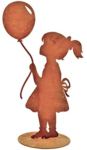 Rostikal Mädchen mit Luftballon 52 cm | handgefertigte Gartenfigur aus Edelrost - Metall Rostdeko im Vintage Stil für Garten und Wohnzimmer