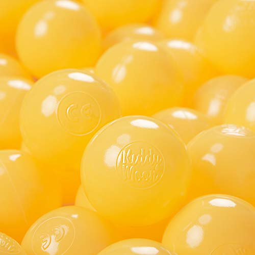 KiddyMoon 1 200 Ø 6 cm barnbollar för bollbad, lekbollar, baby, plastbollar, tillverkade i EU, gul