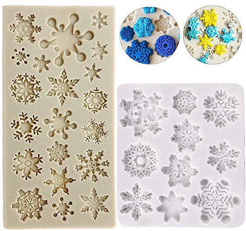 Limeow Schneeflocken Silikonform Mold für Kuchen dekorieren Cupcakes Schneeflocken Silikon Form Silikon Schneeflocke Formen 2 Stück für Torten Deko Kuchen Schokolade Pudding Jelly Seife Mold