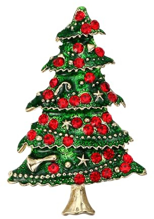 Clearine Weihnachtsbaum Brosche Kristall Emaille Weihnachten Ornamenten Pin für Kleidung