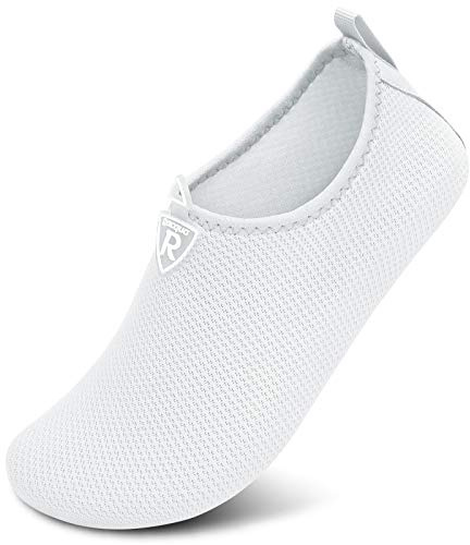 Racqua män kvinnor vattenskor barfota strand simskor snabbtorkande aqua yoga strumpor för pool resor kajakpaddling flod, Bd104 vit, 8.5/9 UK
