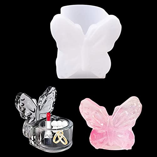 Voyyphixa Butterfly Resin Mold Storage Box Silicone Molds for Epoxy Resin Pen Holder Molds Resin Casting Molds for Jewelry Trinket Container Candy Jar