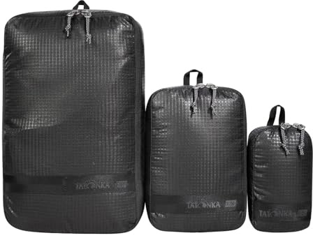 Tatonka packkub stuffsäck set med dragkedja 3 – ultralätt och platsbesparande packväskset med dragkedja – 3 fickor i olika storlekar (svart)