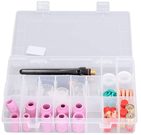 49 Pezzi Accessori per Saldatura TIG, Set Strumenti per Ugello a Tazza in Vetro, Kit Accessori per Torcia Saldatrice TIG, Ricambi per Saldatore a Tazza di Vetro
