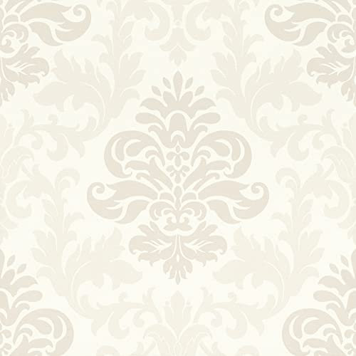 Rasch Carta da parati 278514 – Carta da parati bianca crema con ornamenti curvi in stile barocco, 10,05 m x 0,53 m (lunghezza x larghezza)