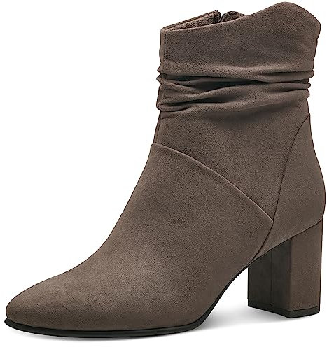 MARCO TOZZI Damen Stiefeletten mit Absatz Spitz mit Reißverschluss, Braun (Pepper), 39 EU