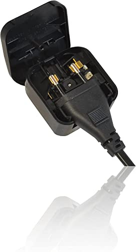 Mr. Gadget's Solutions UNI-101 UK 3 Pin 5A Fused Conversion Plug with EU Socket – Black