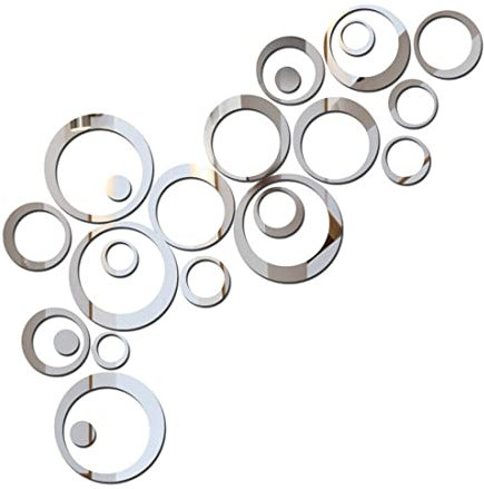 REQAG 24 Stück Spiegel Wandaufkleber Kreise Rund Wandsticker Wandtatoo Spiegel Wanddeko Wandkunst Selbstklebend Abnehmbar für Schlafzimmer, Wohnzimmer, Haus Deko