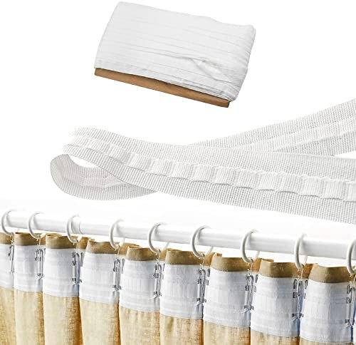 KERANEET Gardinenband Kräuselband 30m*2.5cm Faltenband Falten Gardinenband Universalband Falte für Wohnzimmer Schlafzimmer Büro Fenstervorhang Türvorhang Duschvorhang - Weiß