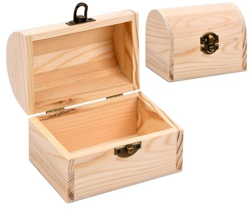 Catime 2 Pcs Scatola di Legno con Coperchio 11,8x8x9cm, Scatola di Stoccaggio Legno Piccola per Gioielli, Scatola Legno Naturale, Scatole Legno da Decorare per Fai da Te Dipingere Artigianali