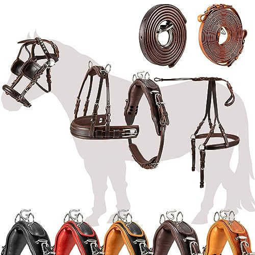 Esposita Einspännergeschirr „ Professional “ Kutschgeschirr für Shetty, Pony und Pferd Geschirr für Minishetty bis XL Kaltblut Fahrgeschirr für Einspänner