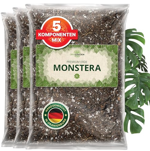 ORAGARDEN Monstera Erde für Zimmerpflanzen und Garten - 9L Monstera Substrat für Pflanzen, Palmen, Blumen - 5 Komponenten Blumenerde